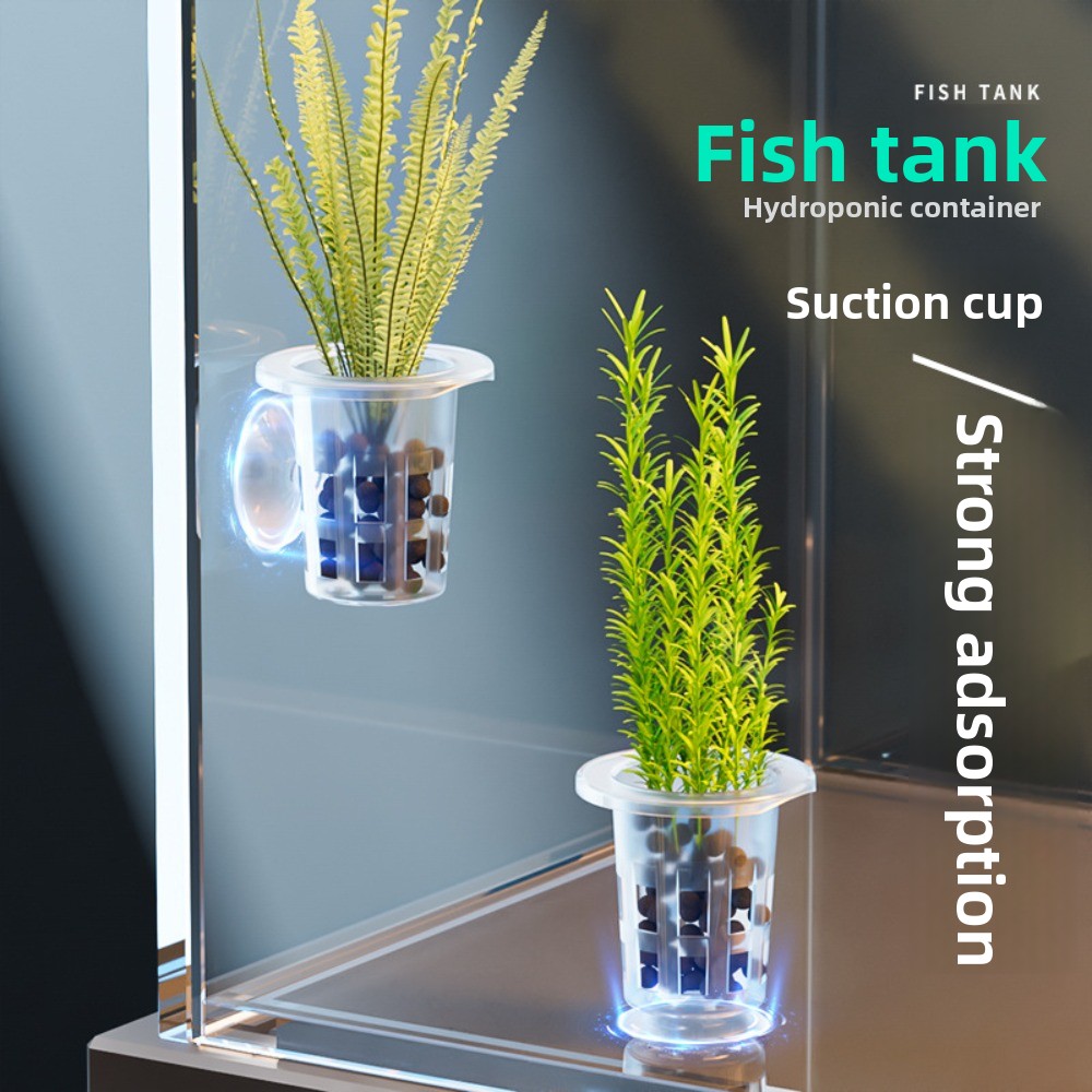 Aquarium Fish Hideout - 10 Buah Pot Hidroponik Tanaman Transparan
