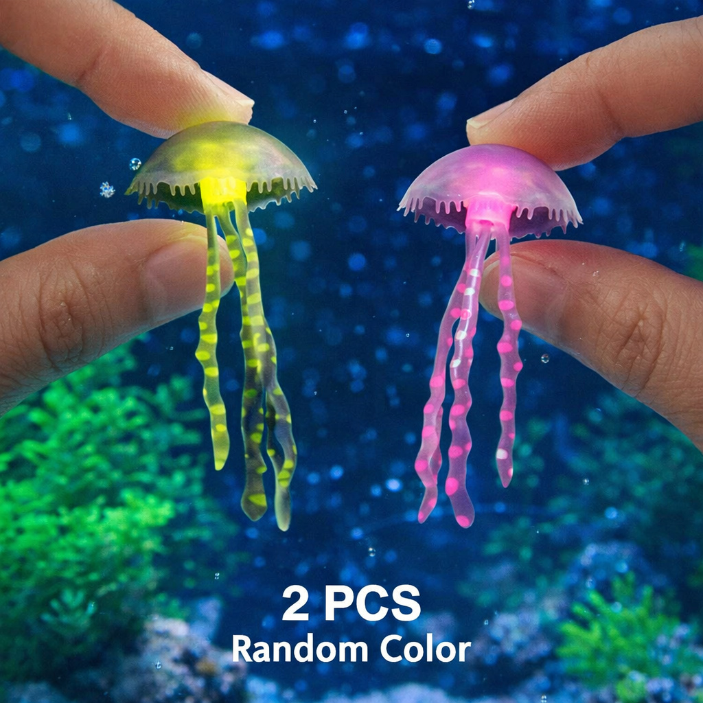 Aquarium Fish Hideout - Ubur-ubur Simulasi Bercahaya 2 Buah Warna