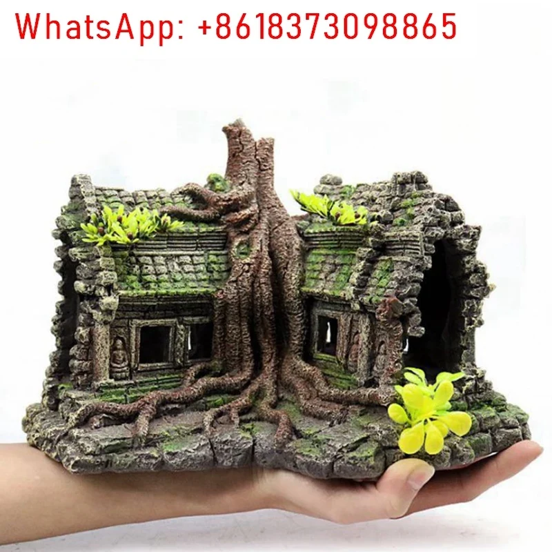 Aquarium Fish Accessories - Dekorasi Akuarium Kayu Rumah Pohon Resin,
