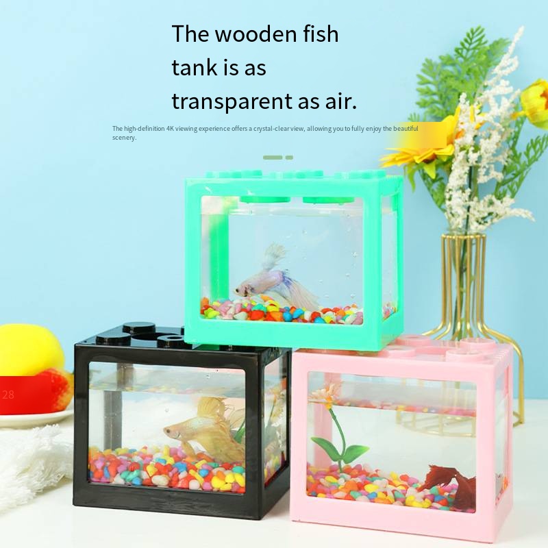 Akuarium Mini Bentuk Blok Unik - Aquarium Fish Jar ulasan dan harga
